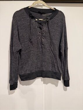 CBR‎ Lace-Up Pullover Sweatshirt - Charcoal Gray size Large